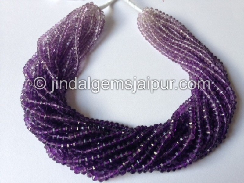 Amethyst Step Cut Shaded Faceted Roundelle Beads